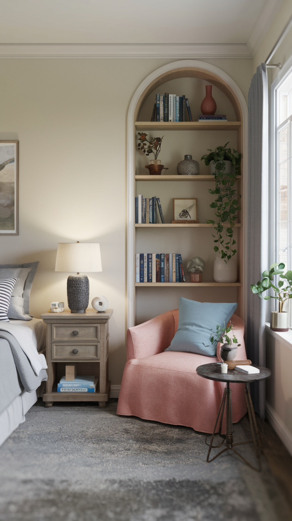 Make your bedroom corner a relaxing reading haven with calming colors! ✨