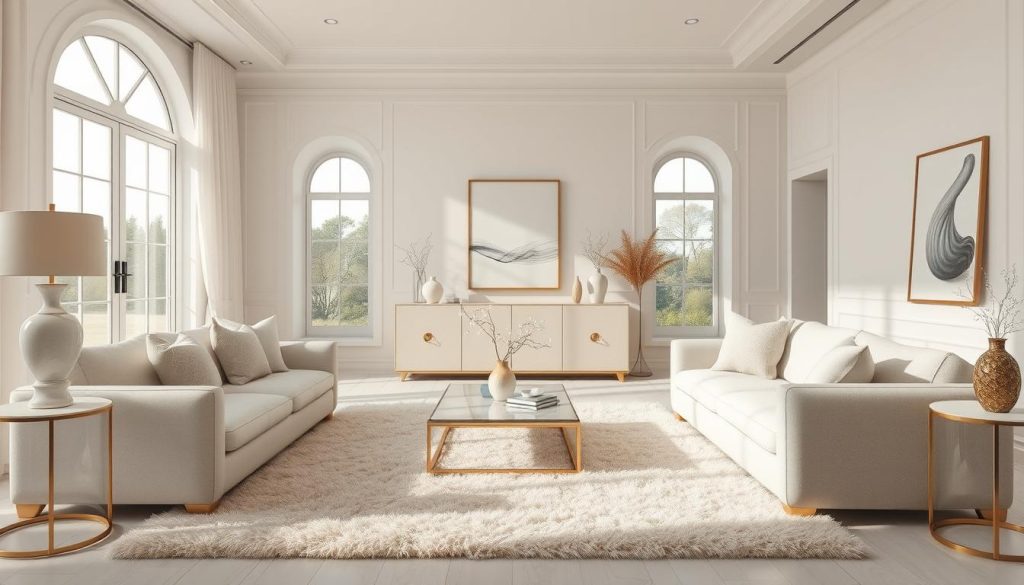 Furniture and decor in off-white living room Furniture and decor in off-white living room