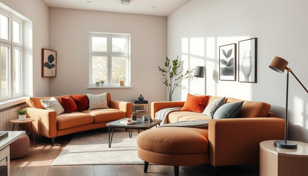 compact sofas in a small living room