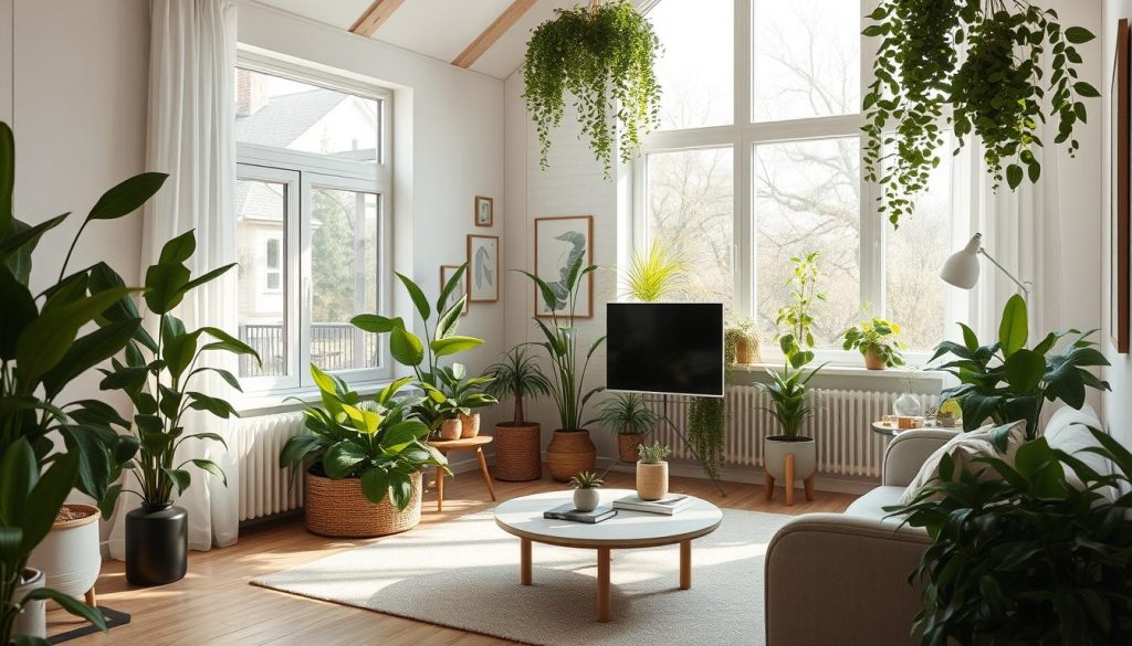 plants in scandinavian interior