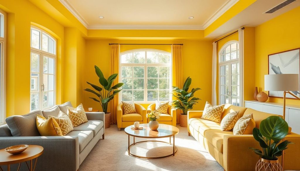 yellow color combination living room