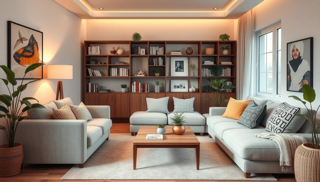 small living room with modular furniture