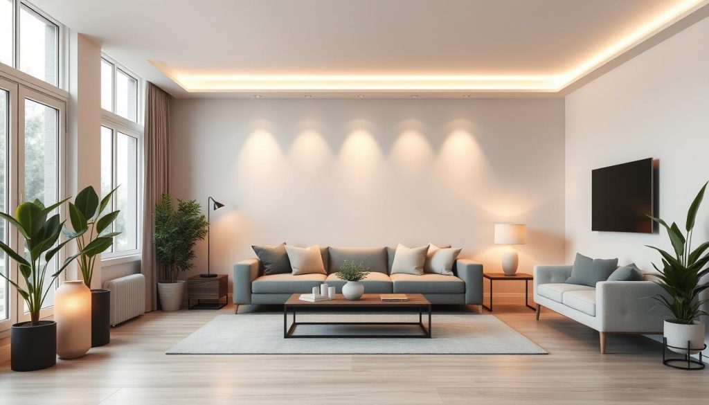 minimal apartment living room lighting