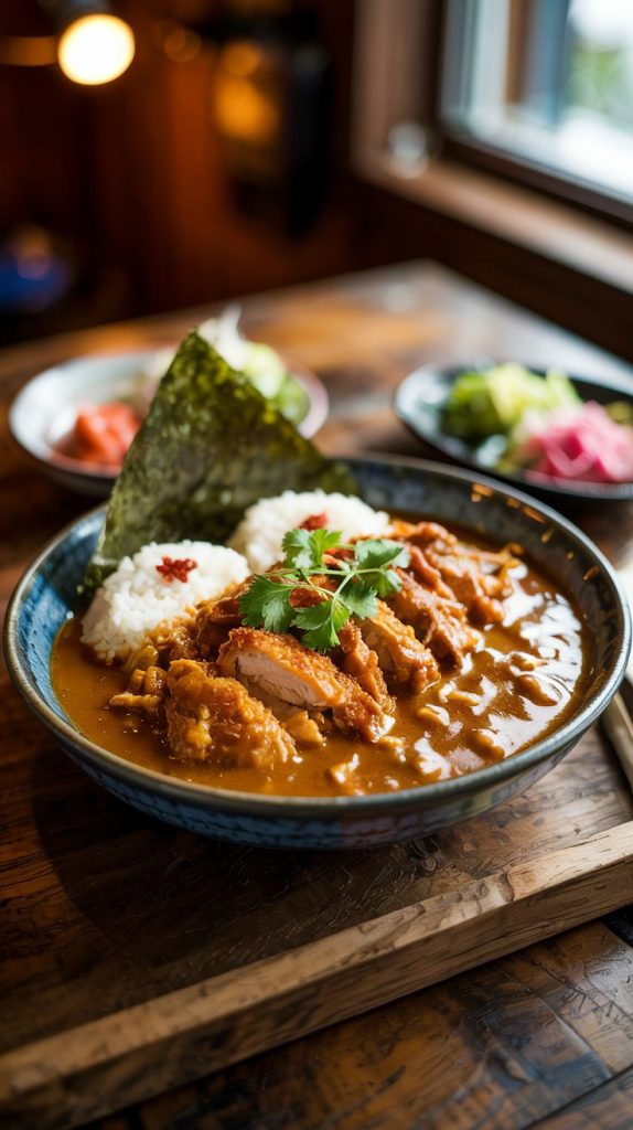 Japanese Chicken Katsu Curry with Onigiri Rice